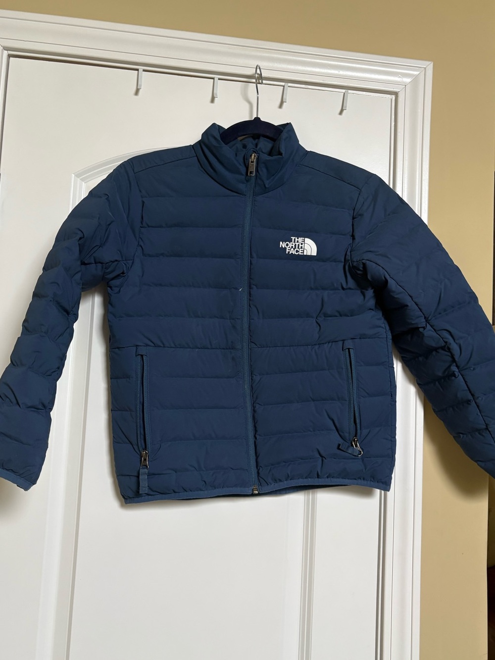 The North Face Boys Size 10 Medium Navy Blue Insulated Puffer Jacket Full Zip